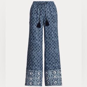 Ralph Lauren Women's Linen Geo Print Wide Leg pant